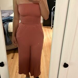 Strapless Jumpsuit in Terracotta